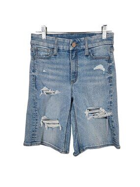 Y2K BKE Distressed Denim Jean Shorts Blue Womens Size 24 Casual Fit Raw Hem